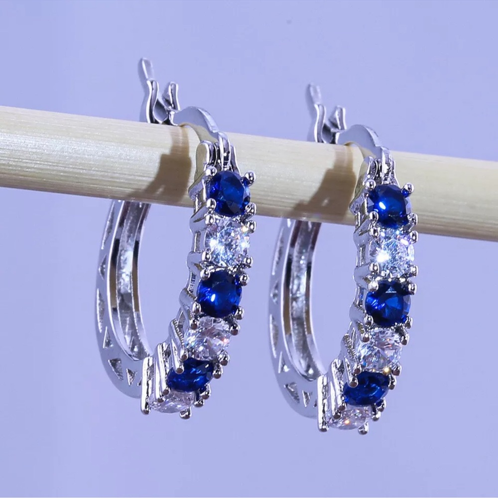 Cubic Zircon Women Party Jewelry Stud Earring Personalized 925 Silver A Pair/set